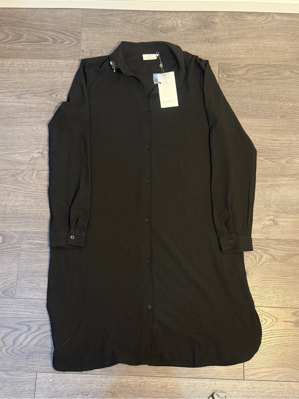 NWT Kaffe Dolores Black Embellished Collar Shirt Dress Size 38/M